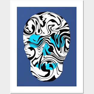 White and blue skull Posters and Art